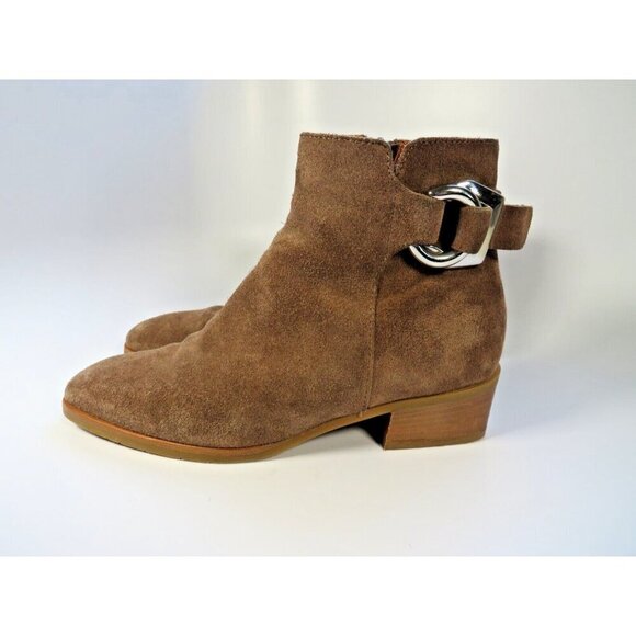 Aquatalia Brown Suede Buckle Boots Zip Ankle Boho Western Booties Women's 5M - Picture 4 of 13